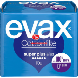 Pensos Higiénicos Evax Cottonlike 10 Unds Super Plus c/ abas