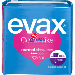 Pensos Higiénicos Evax Cottonlike 16 Unds Normal  c/ Abas