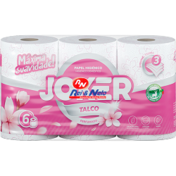 Papel Higiénico Joker Tissue 3 Fls  Rosa Talco 7 maços x 6 Rolos