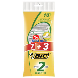 Máquina de Barbear Bic Sensitive 2 Laminas pack c/ 7+3 unds.