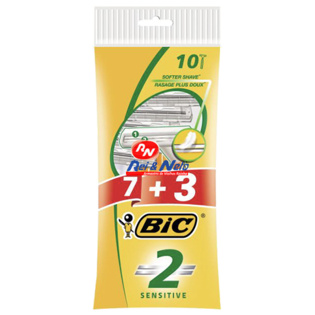 Máquina de Barbear Bic Sensitive 2 Laminas pack c/ 7+3 unds.